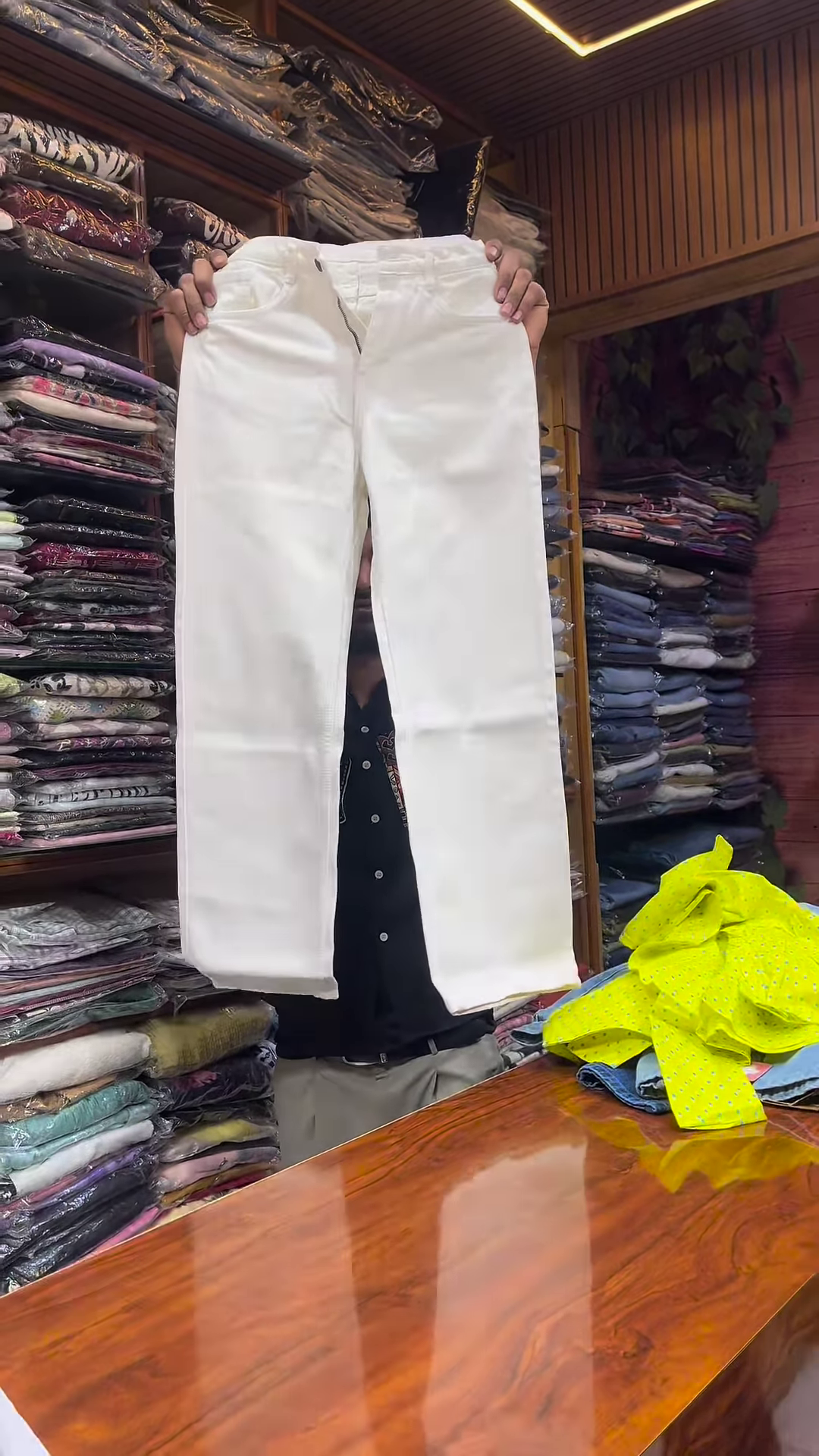 White Long-Sleeve Floral Printed Shirt with Green and Blue Motifs for Women - Image 6