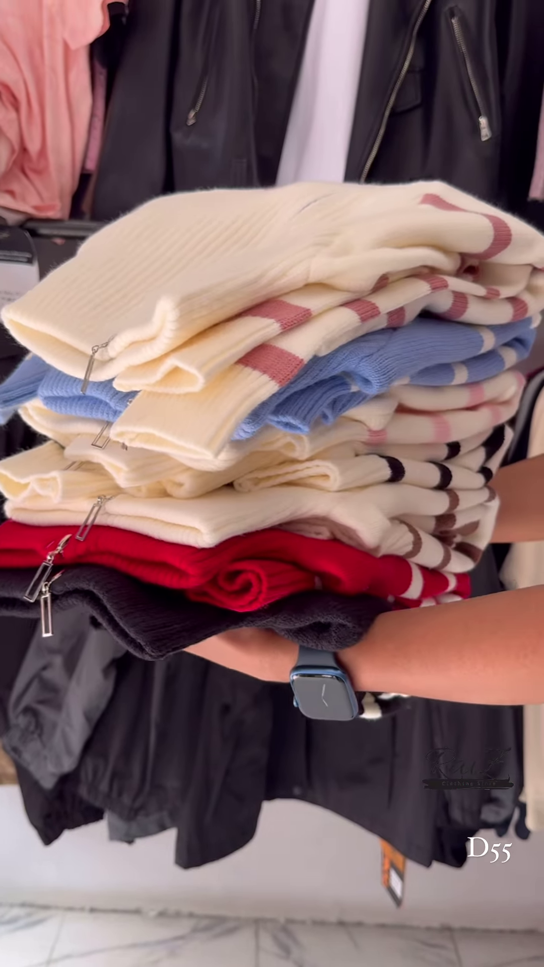 Red and White Striped Half-Zip Knit Sweater with Oversized Collar - Trendy Winter Streetwear - Image 8