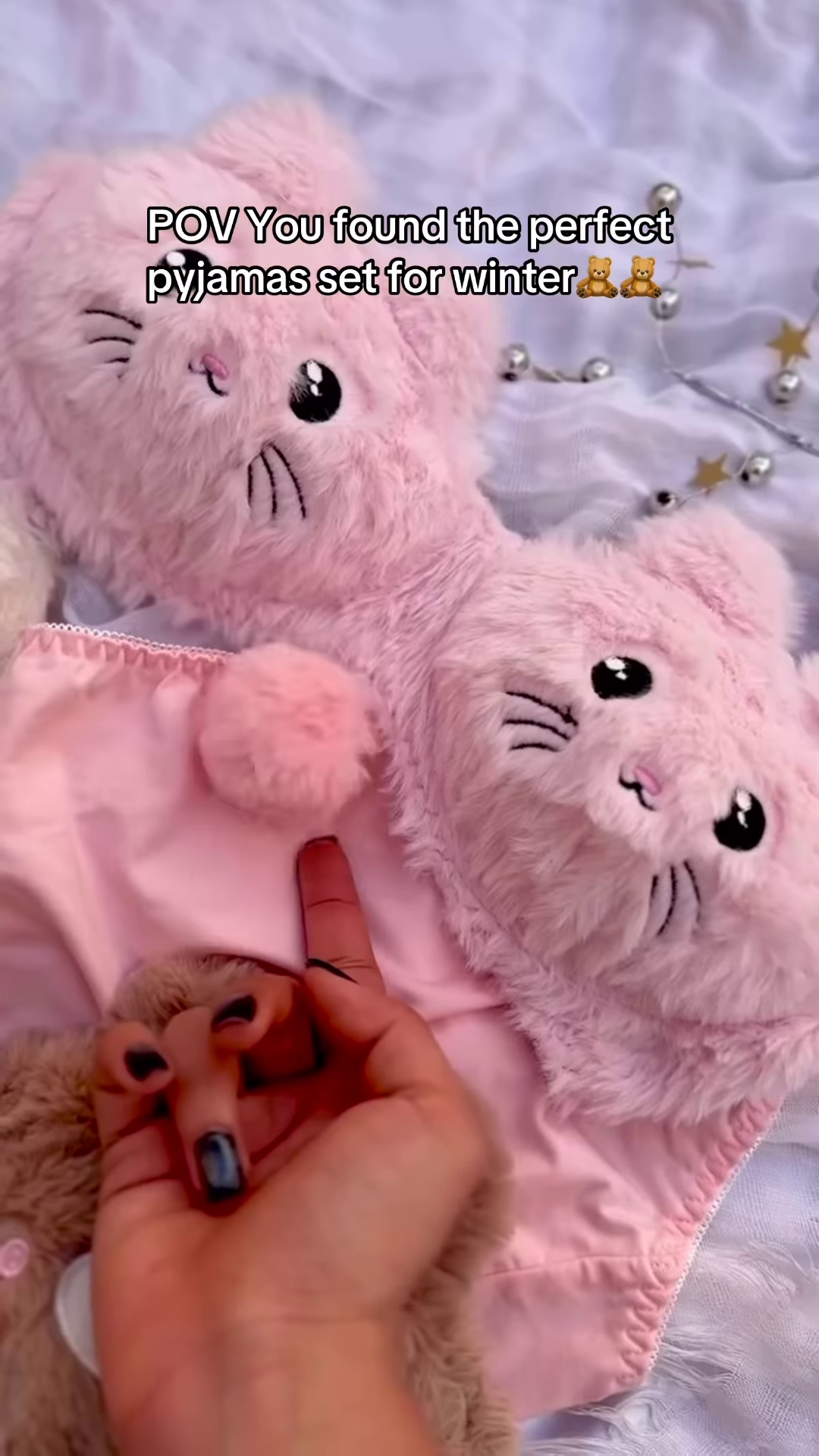 Ultra-Soft White Fleece Winter Pajama Set with 3D Teddy Bear Design and Ruffled Lounge Shorts - Image 5