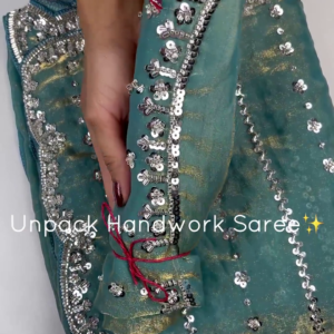 Premium Handwork Partywear Sequin Embroidered Saree