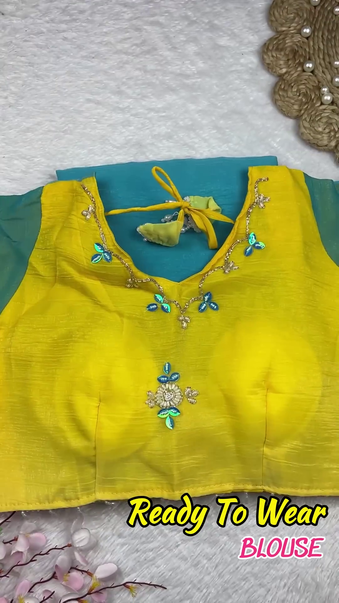 Vibrant Yellow Designer Hand-Embroidered Blouse with Ombre Dupatta Set