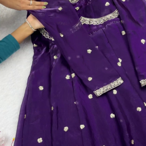 Royal Purple Anarkali with Scalloped Zari Borders