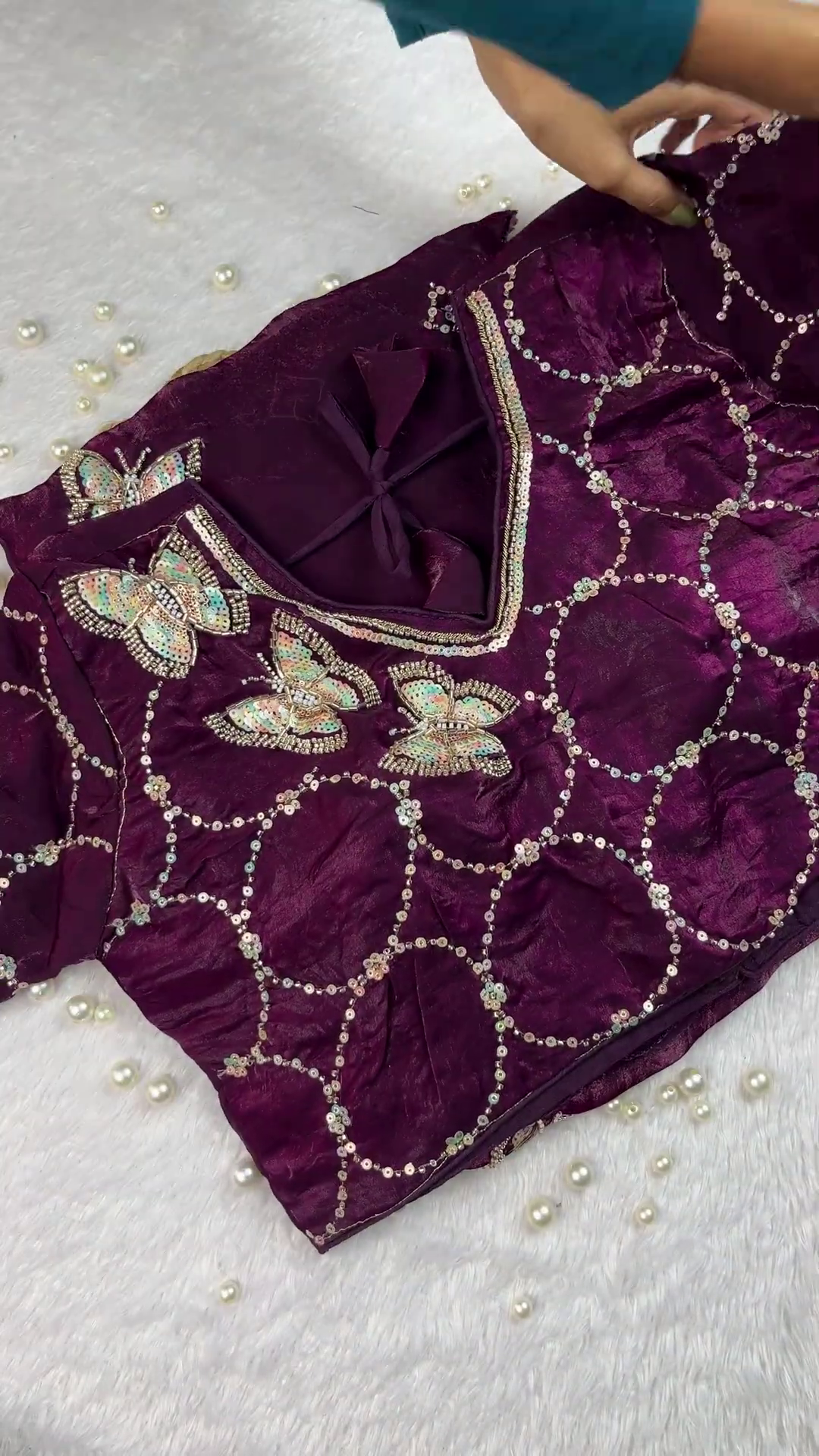 Grand Plum Ensemble with Butterfly Sequin Artistry