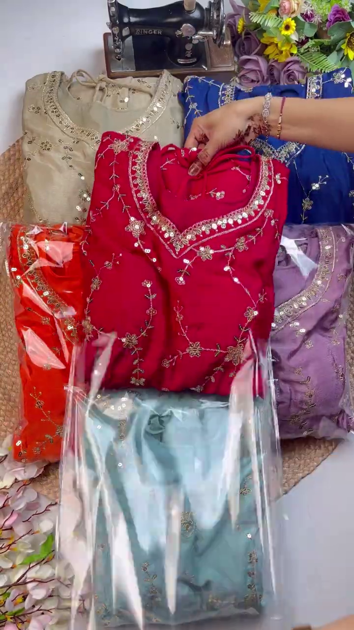 Grand Champagne Mirror-Work Anarkali Set - Image 8