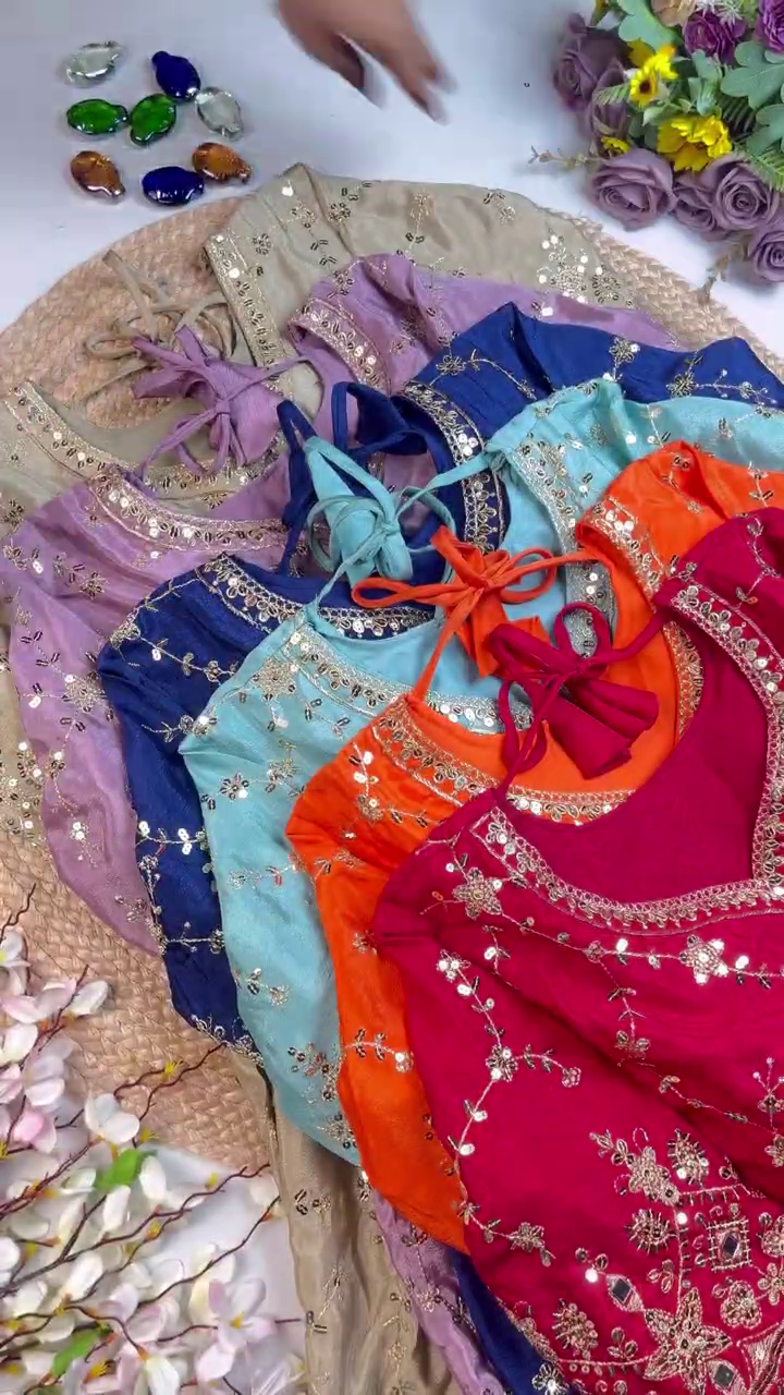 Grand Champagne Mirror-Work Anarkali Set - Image 2