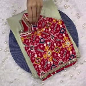 Crimson Geometric Patola Fusion Saree Set