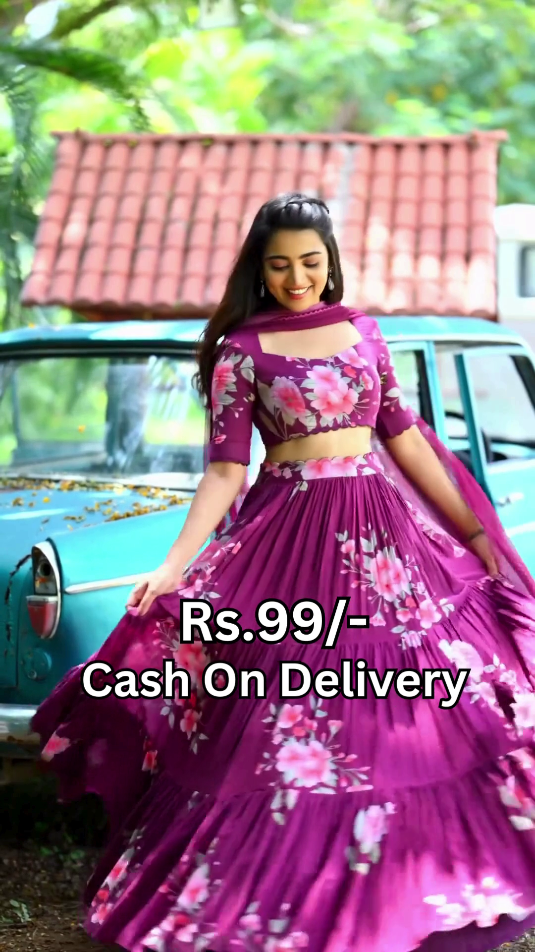 Blooming Magenta Floral Lehenga Choli Set