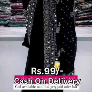 Midnight Noir Shimmer Saree with Mirror-Work Artistry