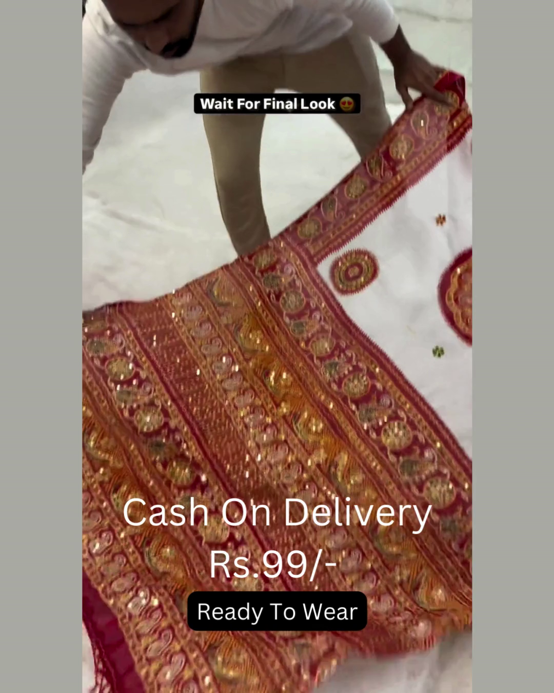 Heritage Ivory Saree with Crimson & Gold Zari Artistry