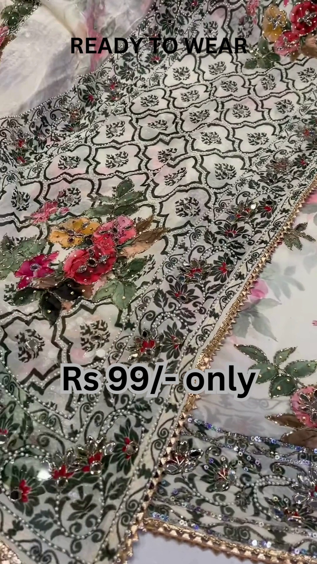 Artisanal White Floral Saree with Gilded Lace Edging