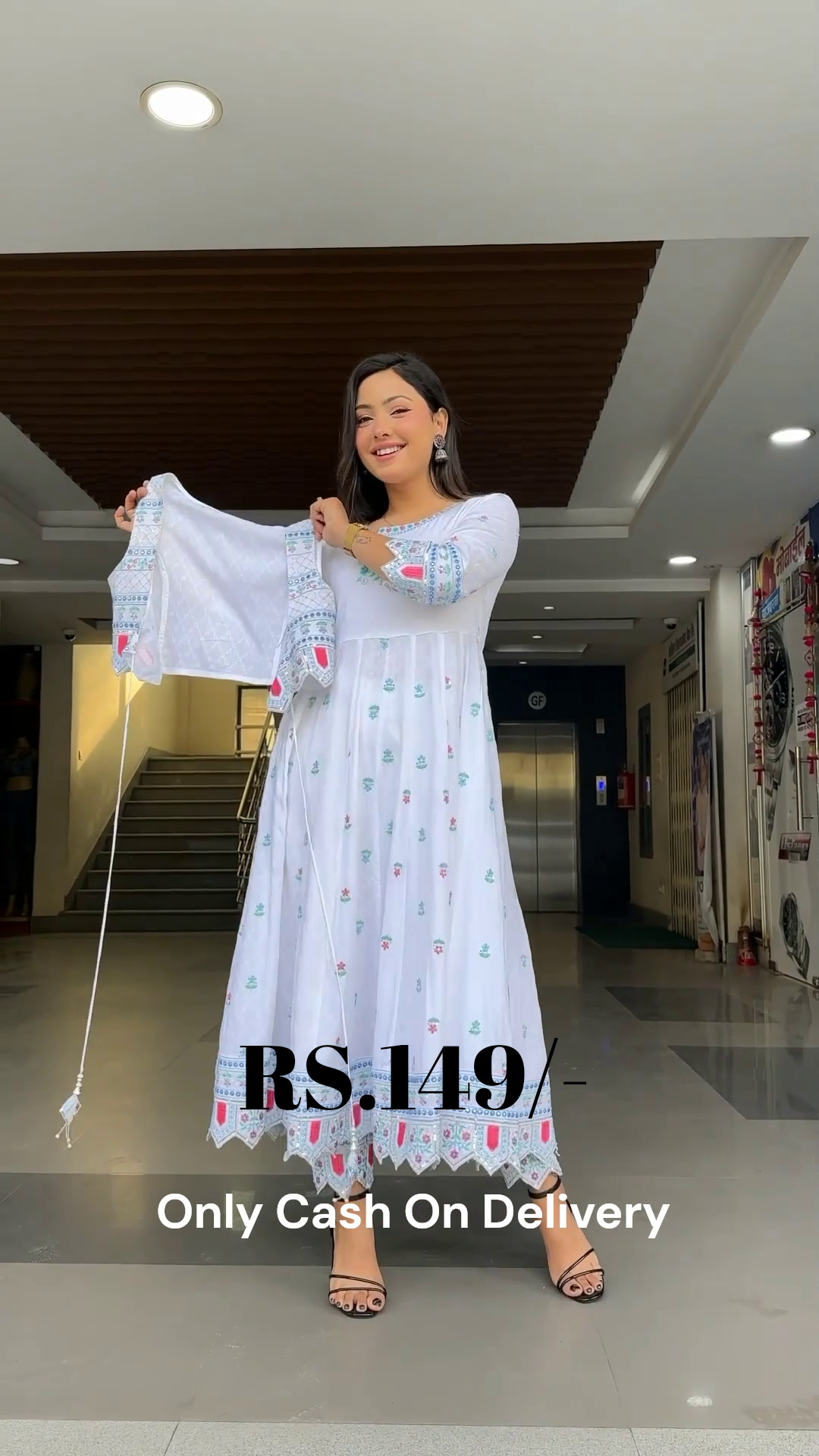 Ethereal White Anarkali Set with Embroidered Jacket